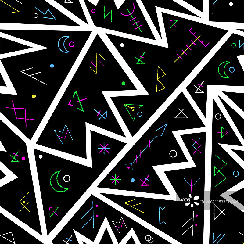 霓虹符文无缝图案图片素材