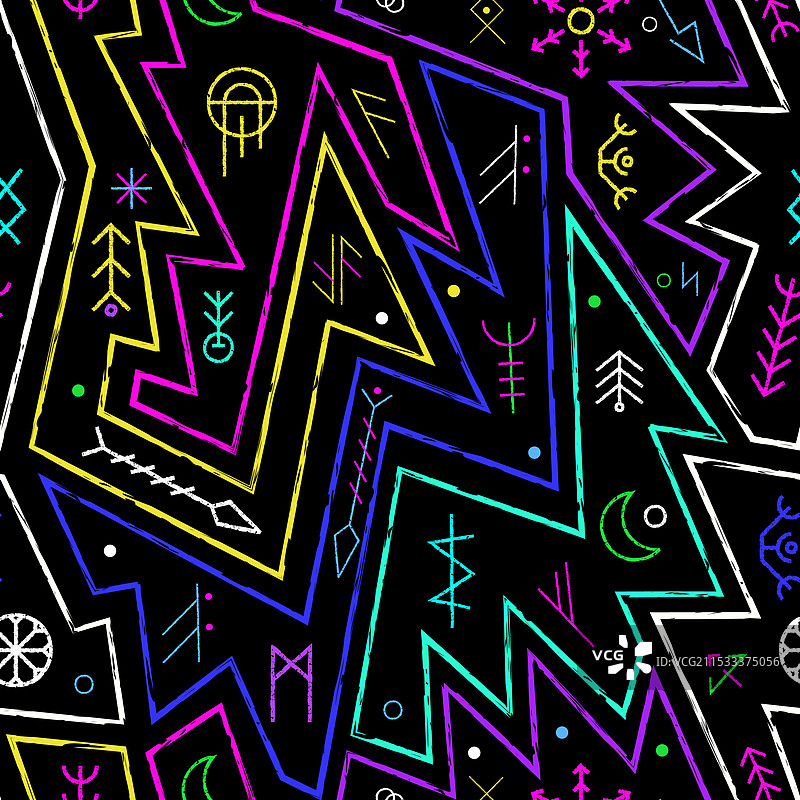 霓虹部落迷宫无缝图案图片素材