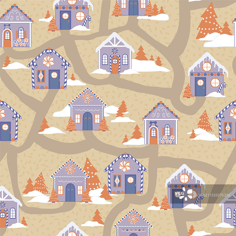 非传统紫色的姜饼屋图片素材