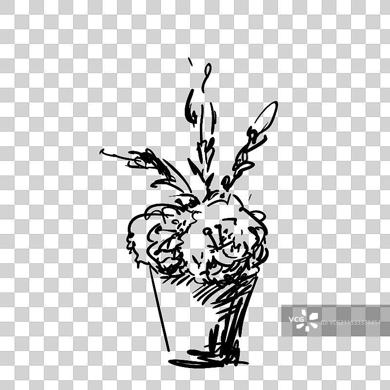 花盆里的花束快速手绘图片素材