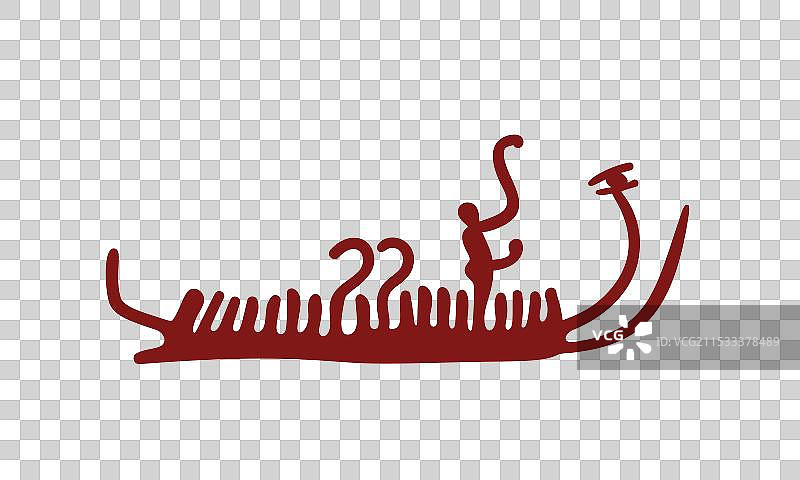 瑞典的青铜时代岩刻，孤独的划船者图片素材