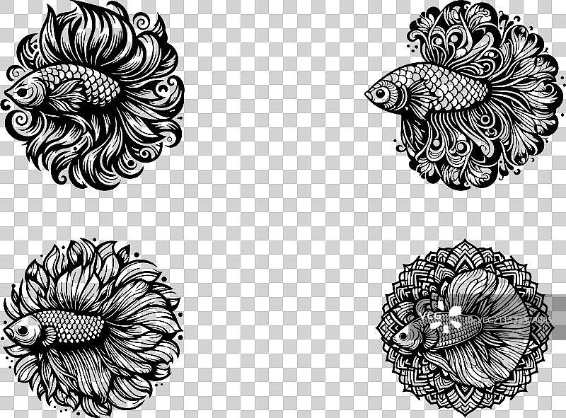 斗鱼曼陀罗风格的线条图案图片素材