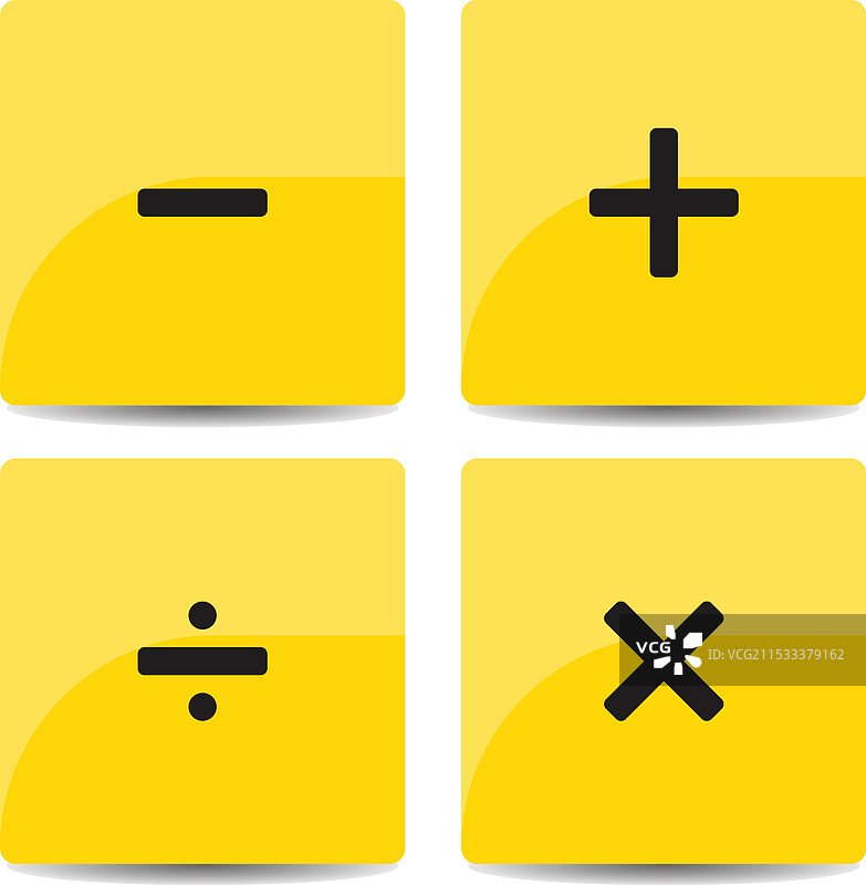 一组加减符号图标，黄色图片素材
