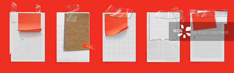 用胶带粘贴的空白备忘录纸图片素材