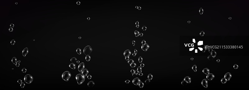 气泡水在黑色背景上漂浮图片素材