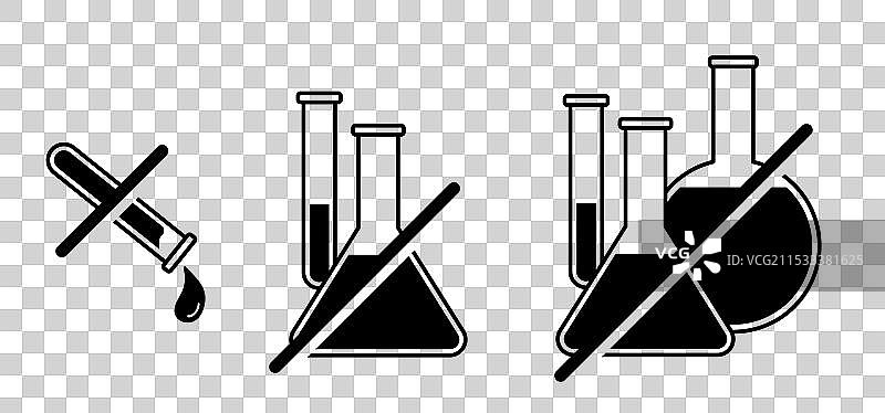 化学实验室中的化学烧瓶和公式图片素材