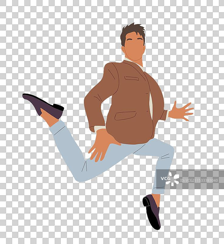 年轻的商人兴奋地跳起来庆祝图片素材