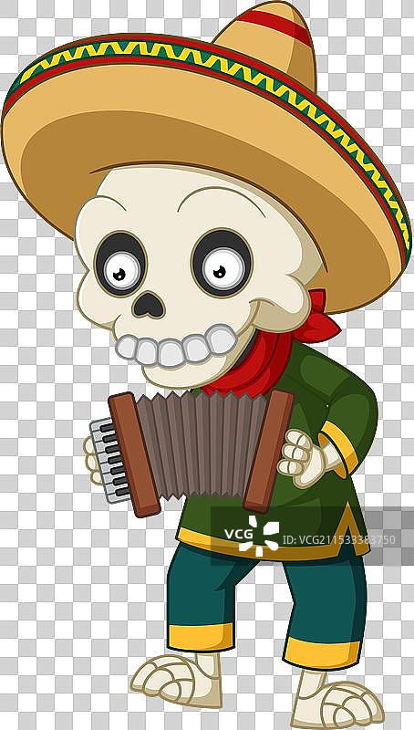 墨西哥音乐家骷髅演奏手风琴图片素材