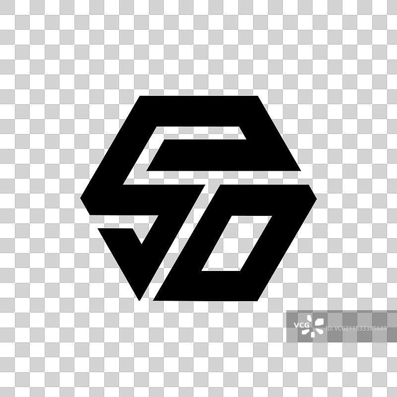 字母SD六边形形状的新现代排版logo图片素材