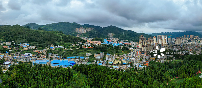 普安县 东风水库 盘水街 现代医院 航拍 人民医院图片素材
