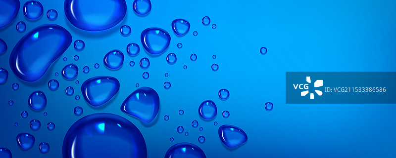 蓝色背景上有清晰水滴图案图片素材
