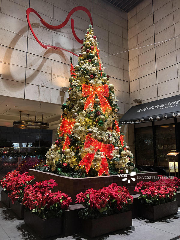 日本东京圣诞节圣诞装饰挂在户外的特写镜头图片素材