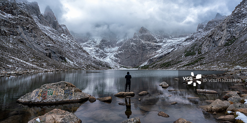 雪天的莲宝叶则图片素材