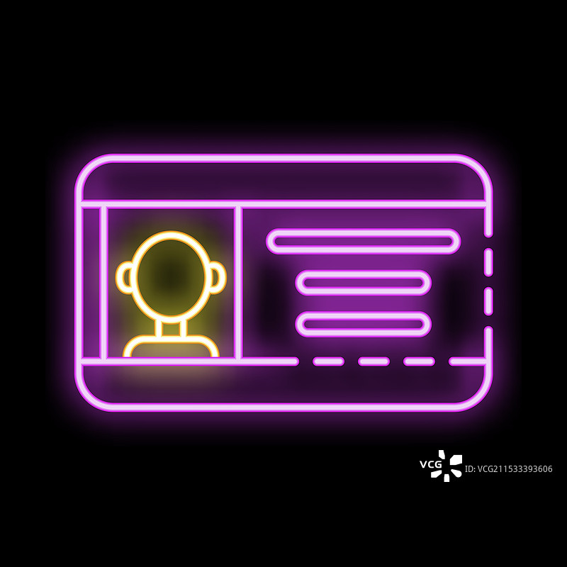 霓虹灯标志显示个人身份证件图片素材