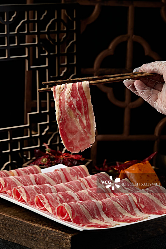 鄂尔多斯黄膘牛肉切片图片素材