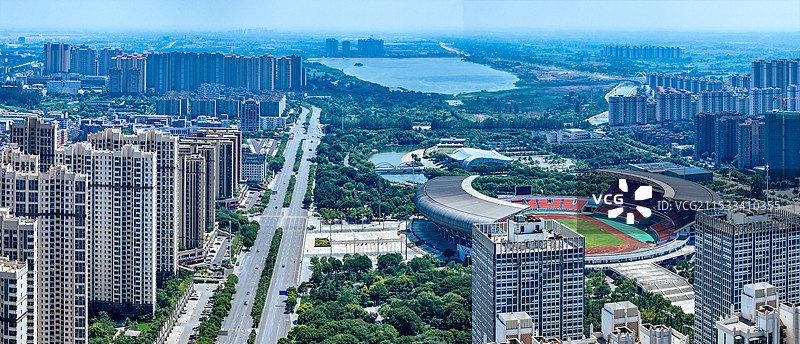 荆门市 掇刀区 红星时代广场 象山大道 生态运动公园 航拍图片素材