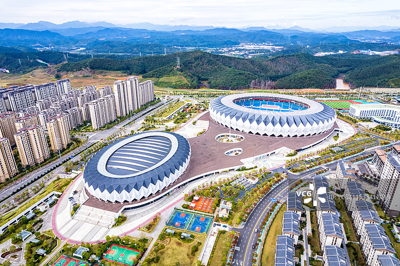 福建建阳，南平市体育中心鸟瞰图片素材