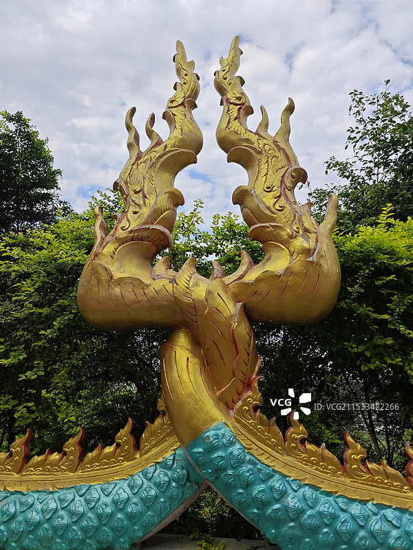 西双板大佛寺一雕刻物体，似龙尾巴.图片素材