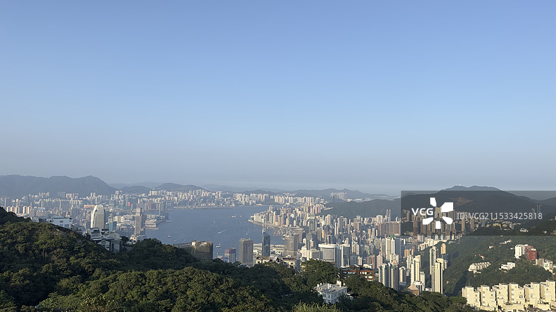 香港太平山上俯瞰维多利亚港图片素材