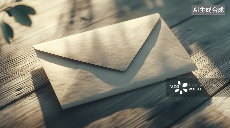 【AI数字艺术】木桌上的信封图片素材