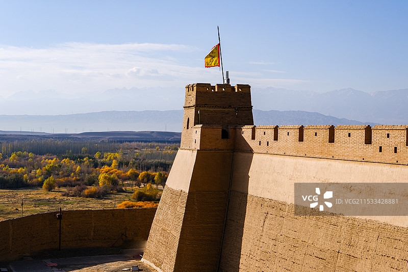 中国甘肃嘉峪关市，嘉峪关城楼，嘉峪关光化门，嘉峪关柔远门，会极门，城墙，长城，游击将军府图片素材