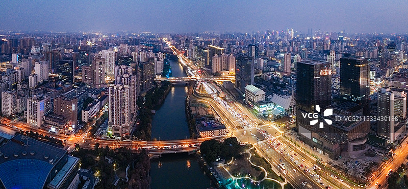杭州 武林广场夜景  环城北路 西湖文化广场 浙江展览馆 文化会堂 杭州大厦图片素材