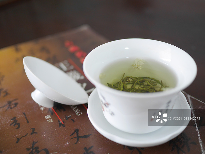 盖碗茉莉花茶与王羲之图片素材