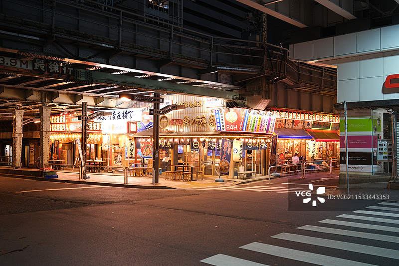 日本东京银座夜晚美食街夜景图片素材