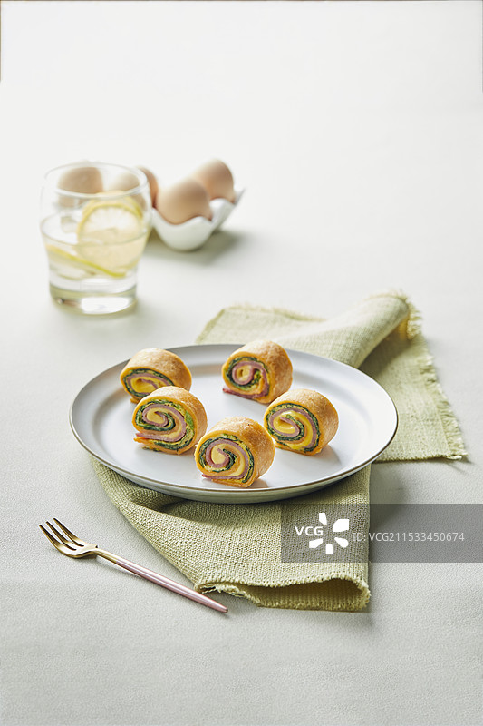 美食早餐鸡蛋花卷馒头图片素材