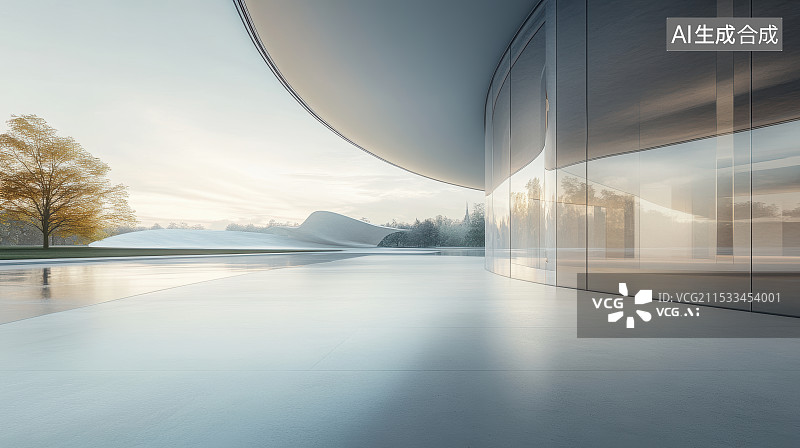 【AI数字艺术】现代建筑广场地面-汽车广告背景图图片素材