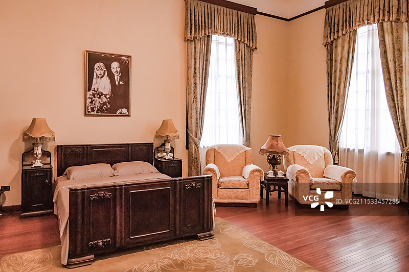 南京钟山风景名胜区美龄宫旧址室内陈设图片素材