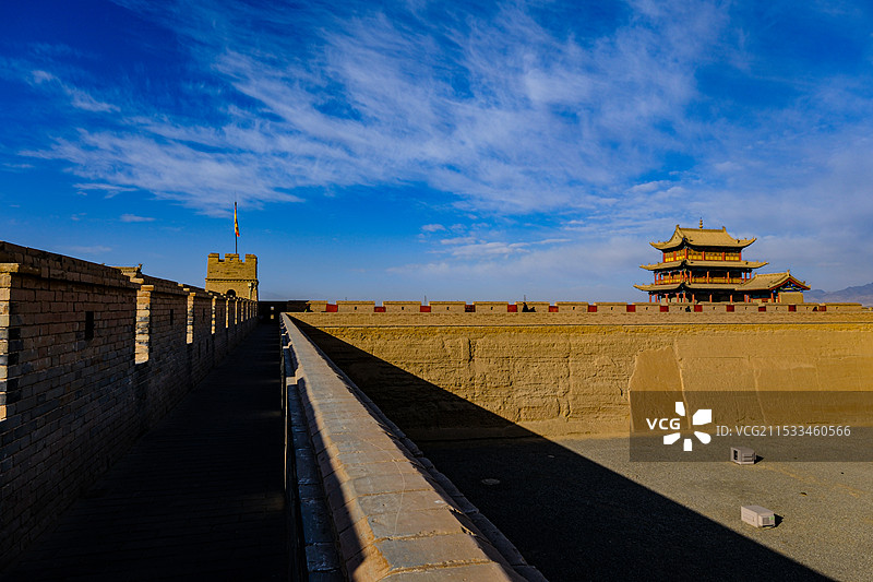 中国甘肃嘉峪关市，嘉峪关城楼，嘉峪关光化门，嘉峪关柔远门，会极门，城墙，长城，万里长城西端起点图片素材