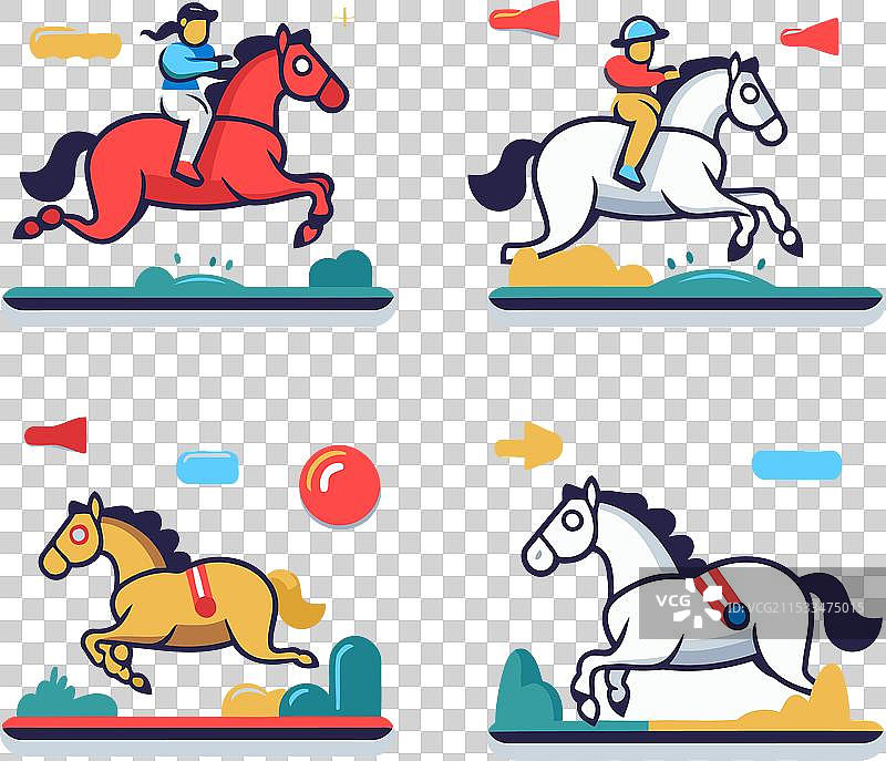 马术比赛图标集图片素材