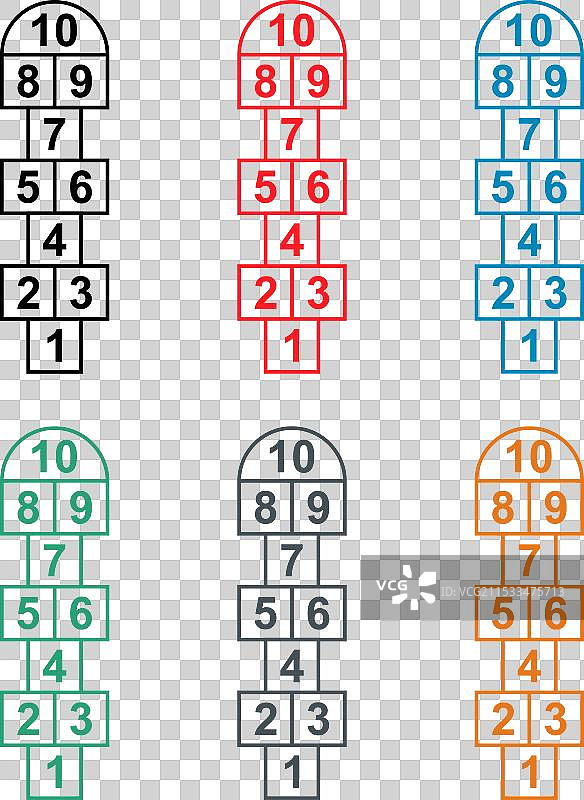 户外跳房子图标的乐趣与游戏跳跃组合图片素材