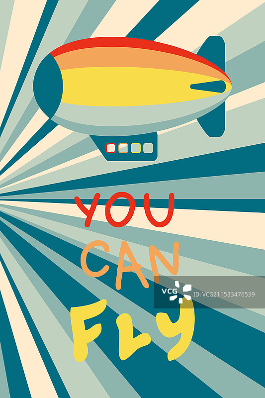 你可以飞的标语印刷与彩虹天际线图片素材