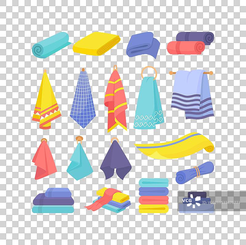 卡通毛巾套装，毛巾图标，厨房独立展示图片素材