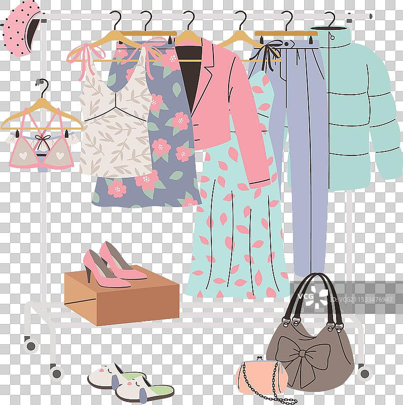 衣架上挂着一套时尚女装图片素材