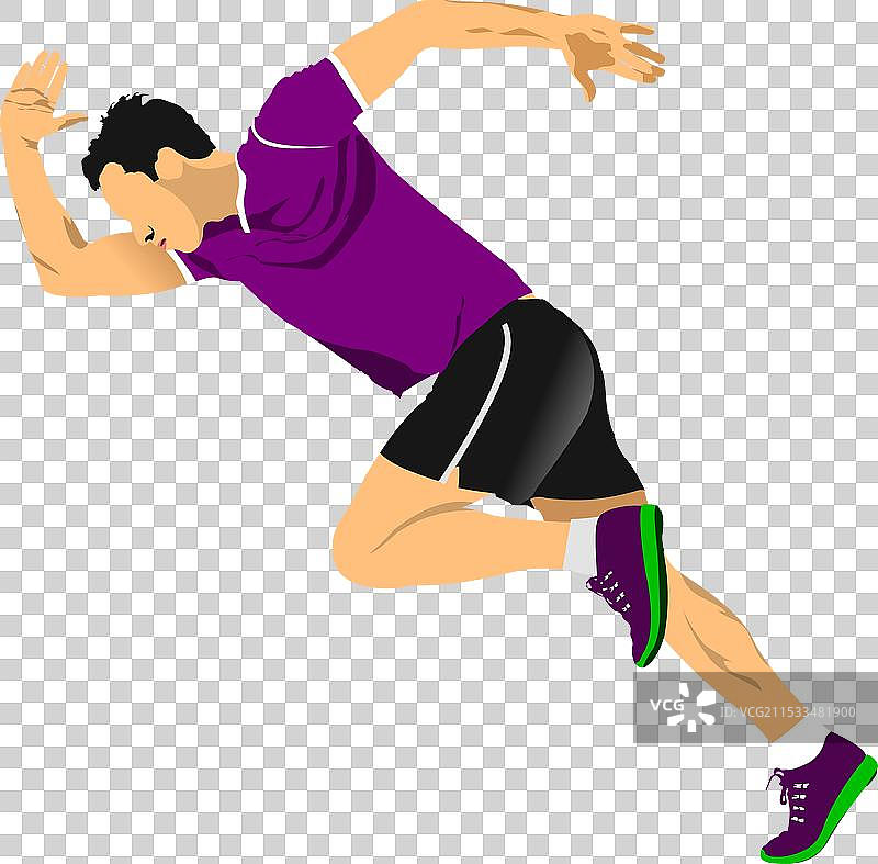 手绘3D奔跑的人图片素材