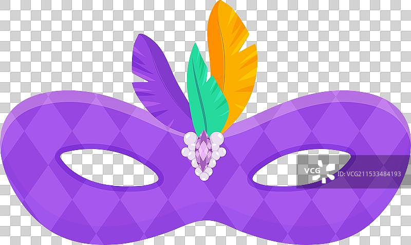 紫色羽毛嘉年华面具图片素材