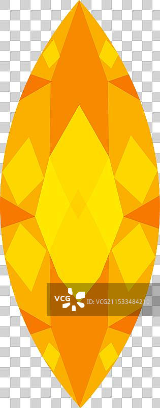 白色背景上的黄色多面切割椭圆宝石图片素材