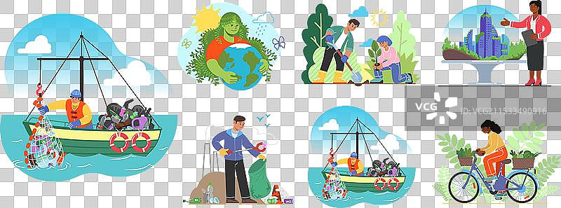 绿色生活生态拯救垃圾回收地球图片素材