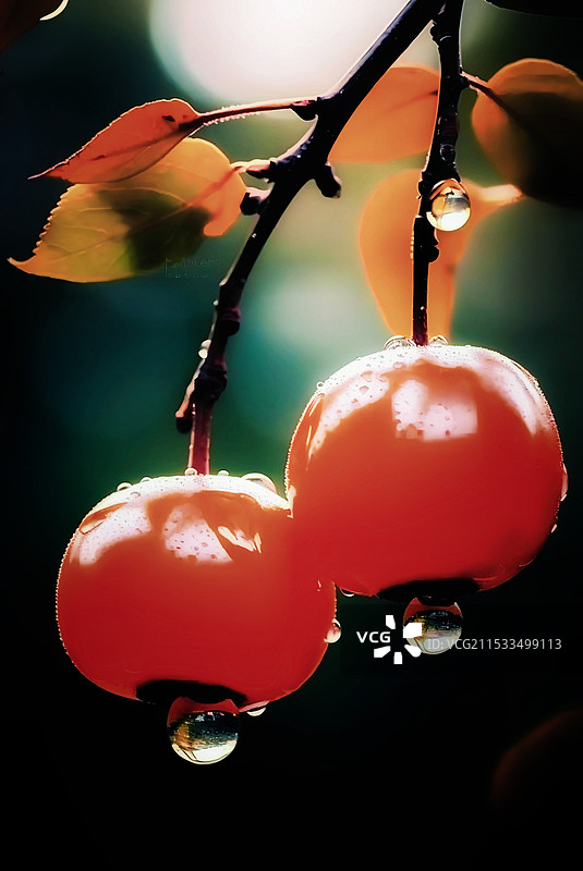 树上生长的水果特写镜头图片素材