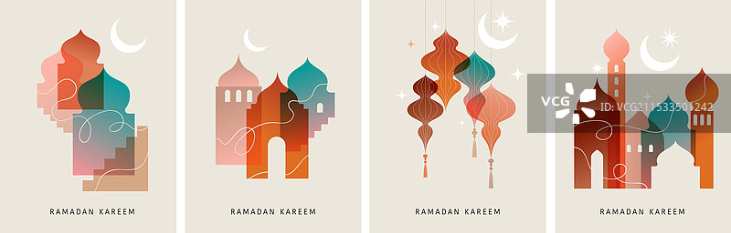 现代风格的拉马丹祝福合集图片素材