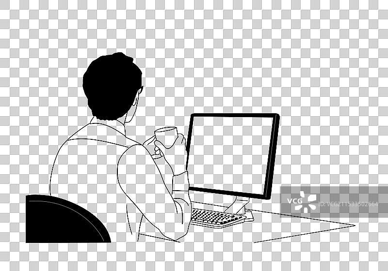 商务人士坐在桌子前使用笔记本电脑图片素材