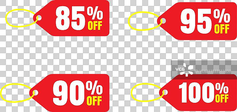 红色横幅上的购物促销折扣标志图片素材