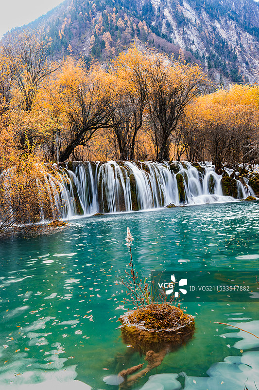 九寨沟箭竹海瀑布图片素材