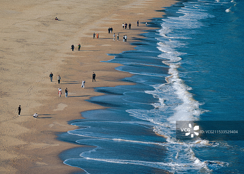 舟山普陀山不仅有南海观音大佛还有美丽的千步沙沙滩图片素材