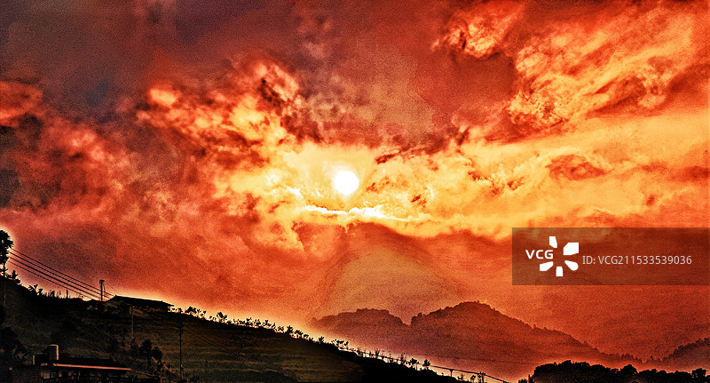 日落时的壮观天空景色图片素材