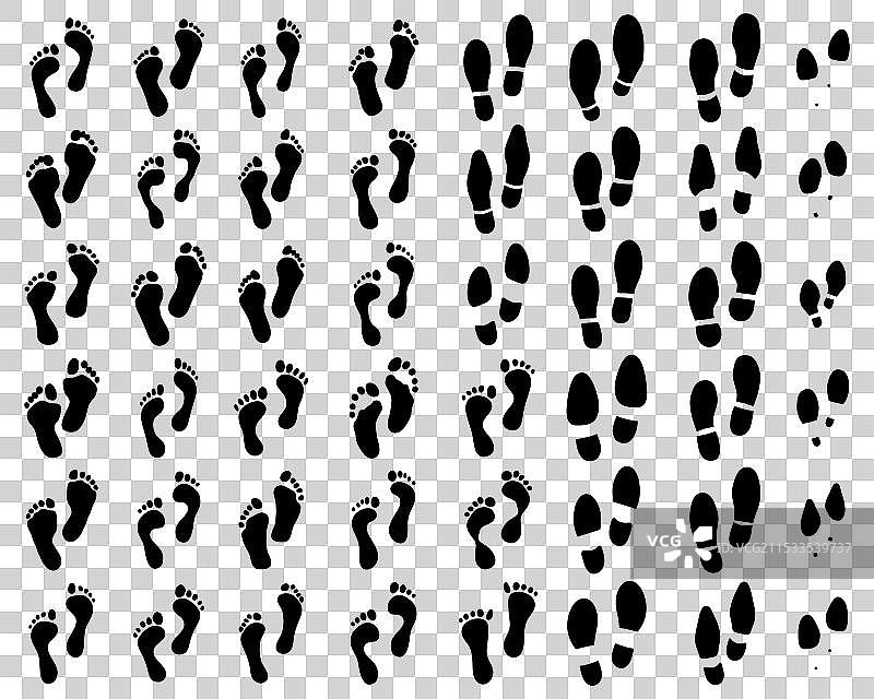 各种鞋子和人脚的印记图片素材