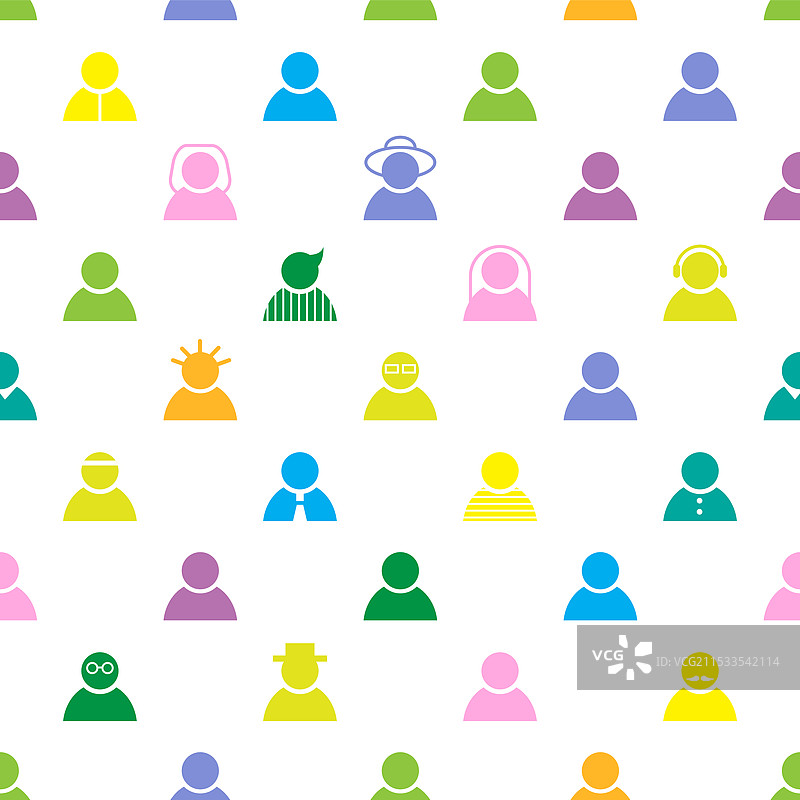 多彩的无缝图案人物头像图片素材
